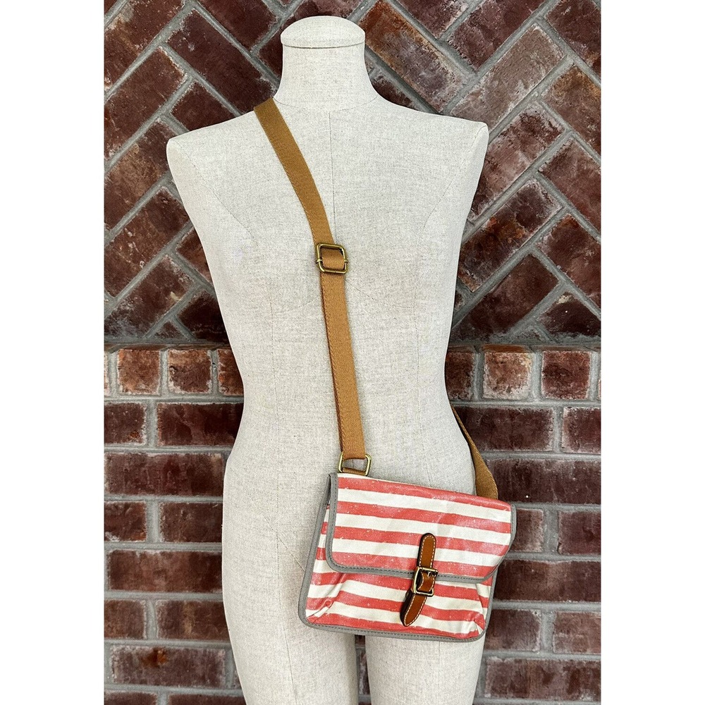 Fossil Keyper‎ Striped Crossbody Bag Coated Canvas Small Purse Pink Adjustable